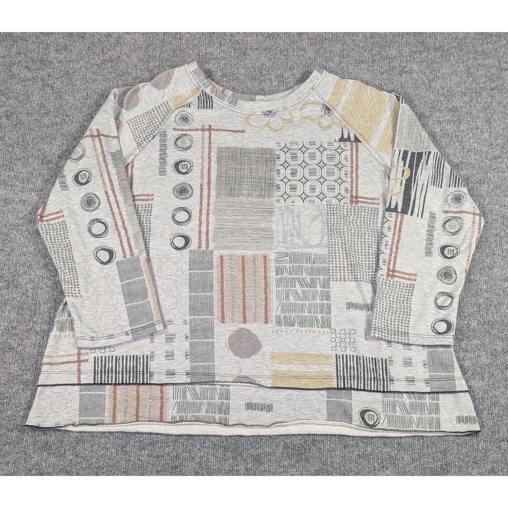Jess & Jane Gallery Fleece Top Women's Size XL Multi Color Soft Oversized
